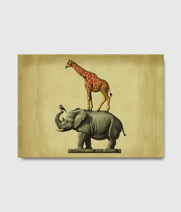 Giraffe on Elephant